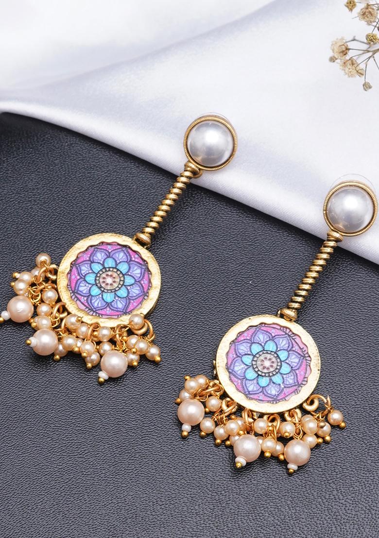 Golden Mixed Alloy Earring - Indya
