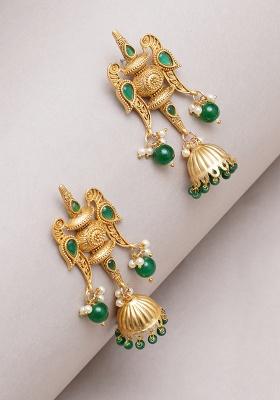Green Mixed Alloy Earring - Indya
