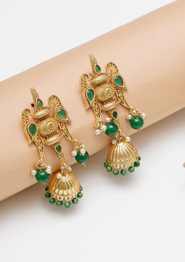 Green Mixed Alloy Earring - Indya