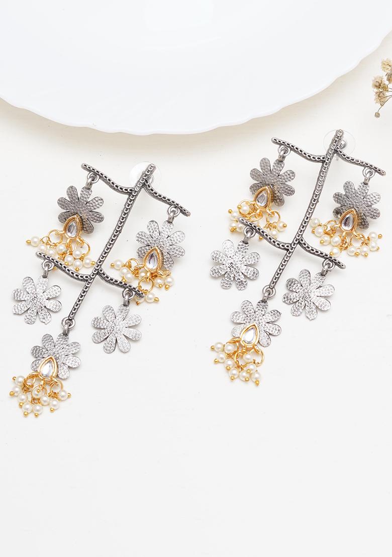 Grey Mixed Alloy Earring - Indya