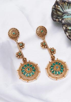 Green Mixed Alloy Earring - Indya