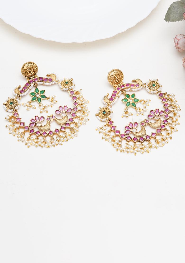 Golden Mixed Alloy Earring - Indya