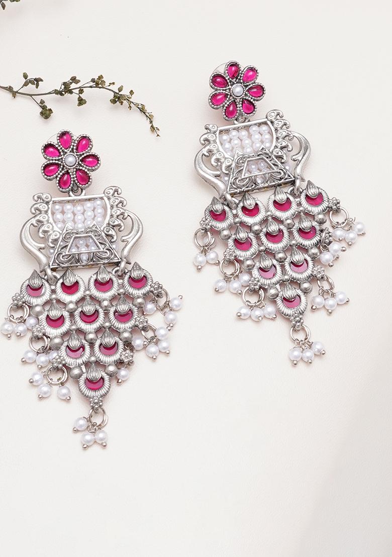 Pink Mixed Alloy Earring - Indya