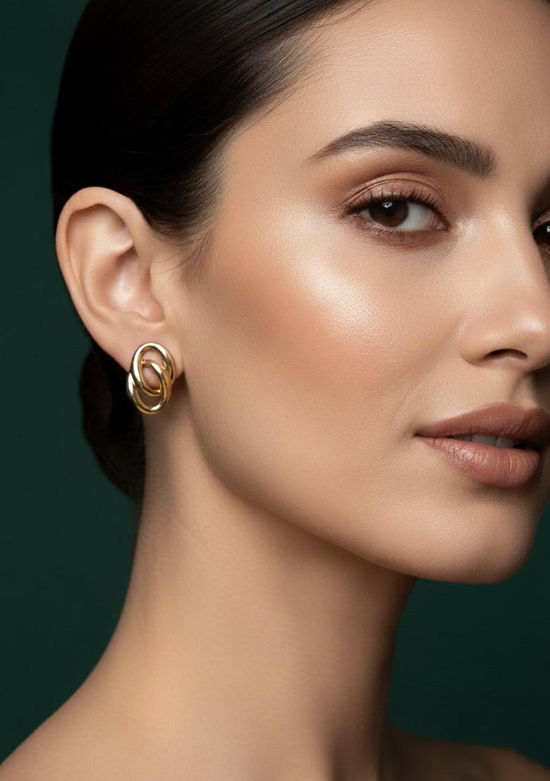 Golden Stainless Earrings Set - Indya