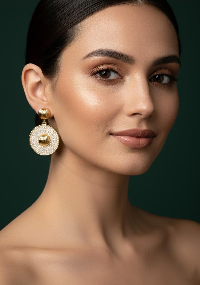 Golden Stainless Earrings Set - Indya