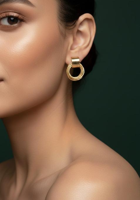 Golden Stainless Earrings Set
