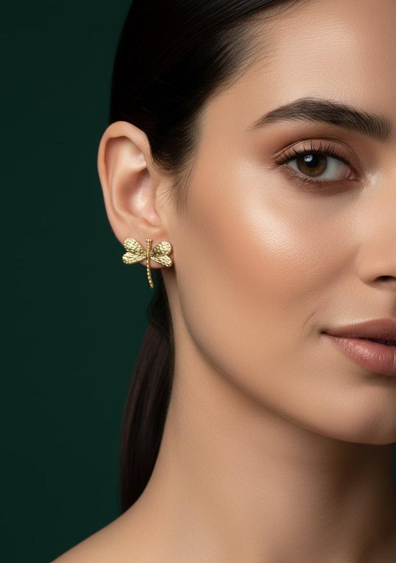 Golden Stainless Earrings Set - Indya