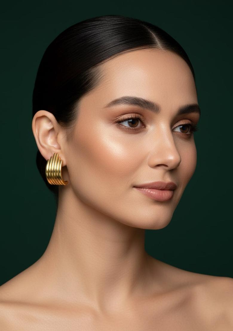 Golden Stainless Earrings Set - Indya