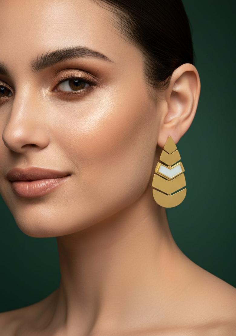 Golden Stainless Earrings Set - Indya