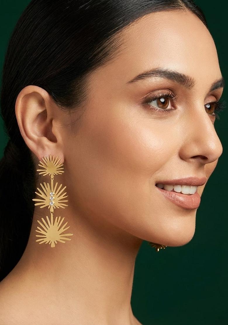 Golden Stainless Earrings Set - Indya