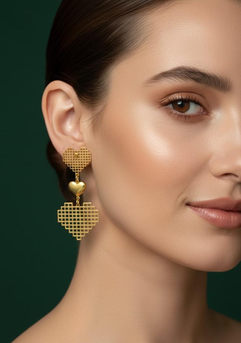 Golden Stainless Earrings Set - Indya