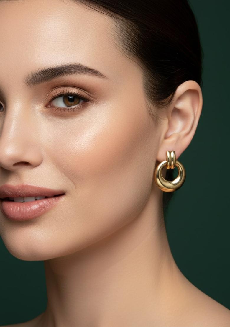 Golden Stainless Earrings Set - Indya