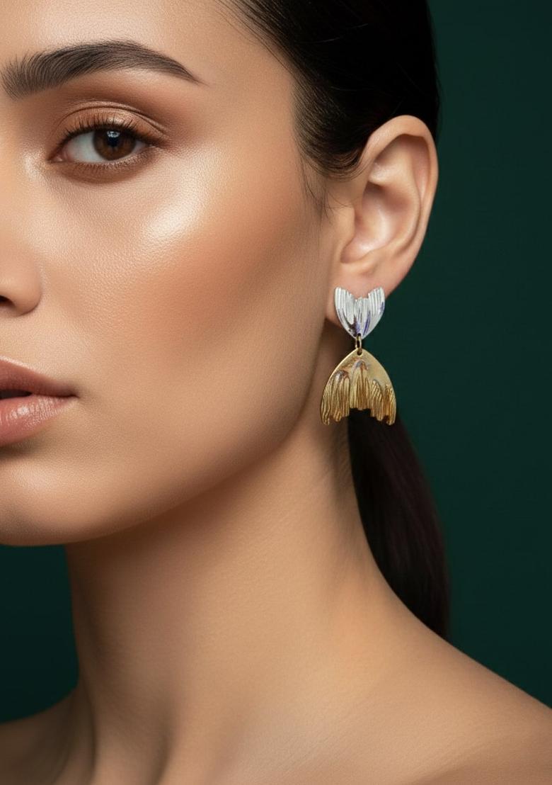 Golden Stainless Earrings Set - Indya