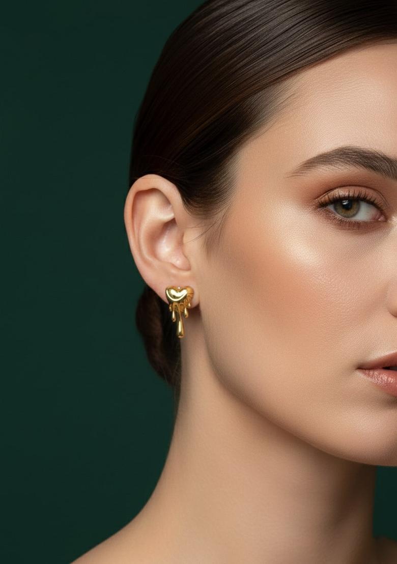 Golden Stainless Earrings Set - Indya