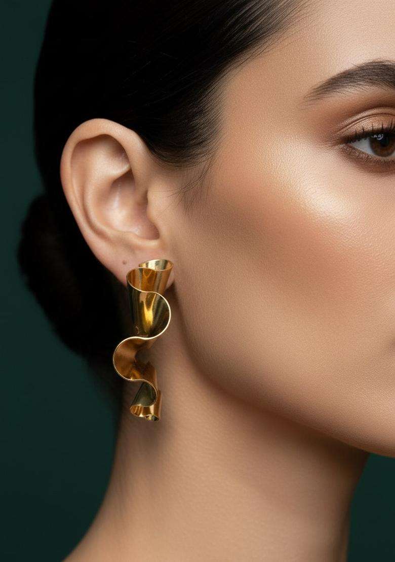 Golden Stainless Earrings Set - Indya