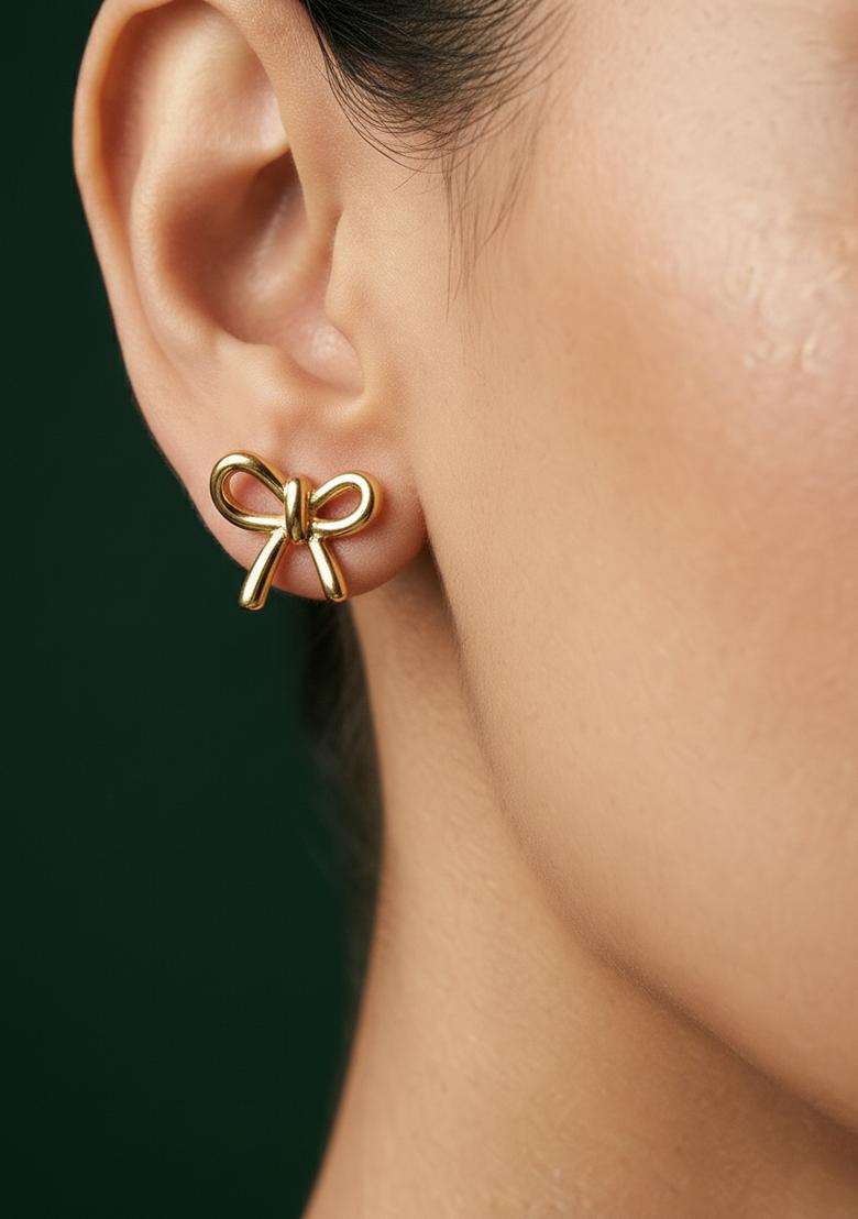 Golden Stainless Earrings Set - Indya