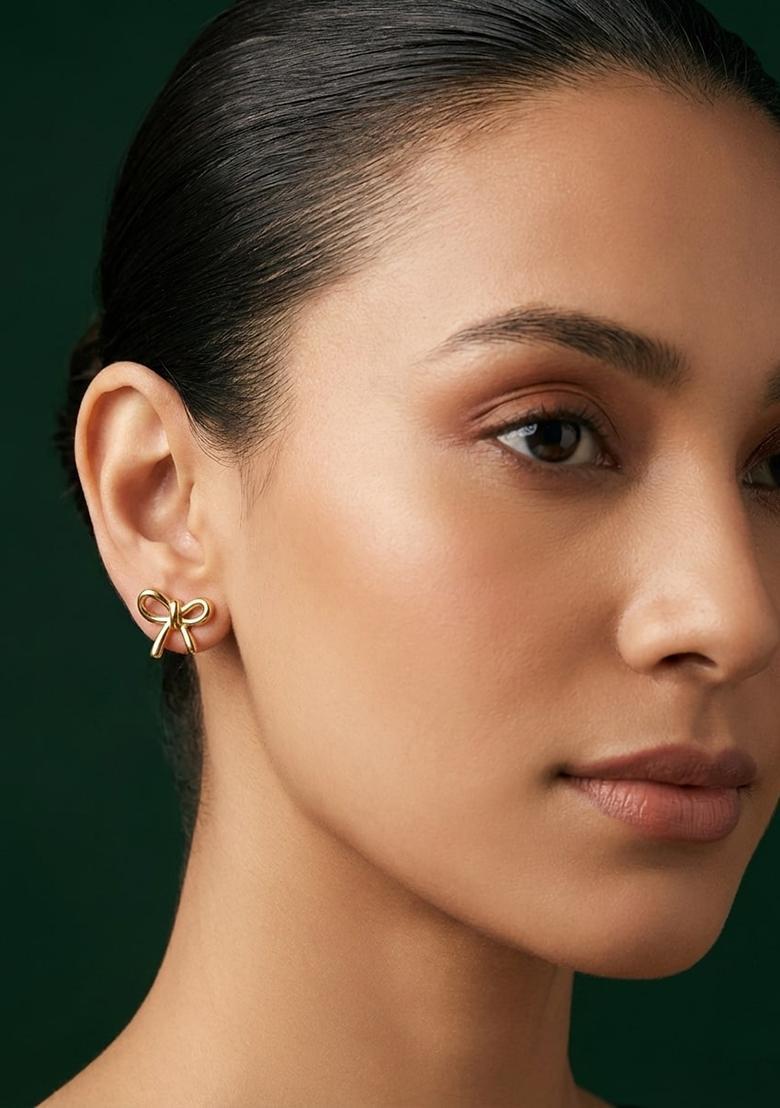 Golden Stainless Earrings Set - Indya