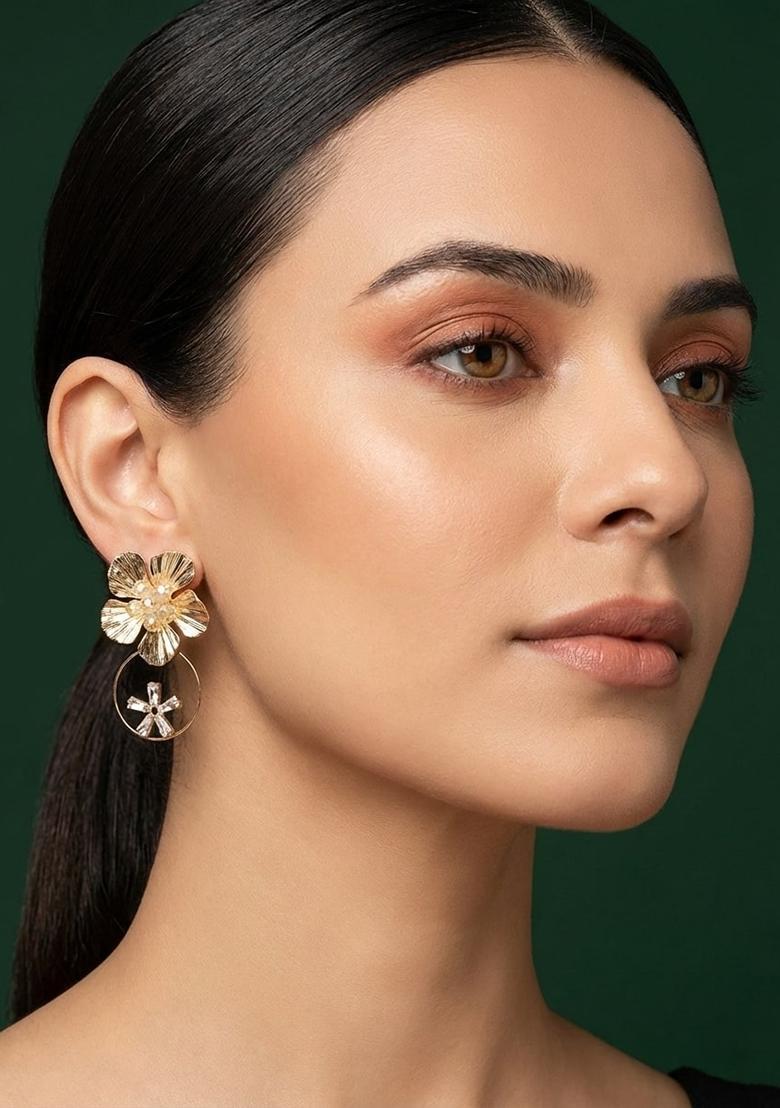 Golden Stainless Earrings Set - Indya