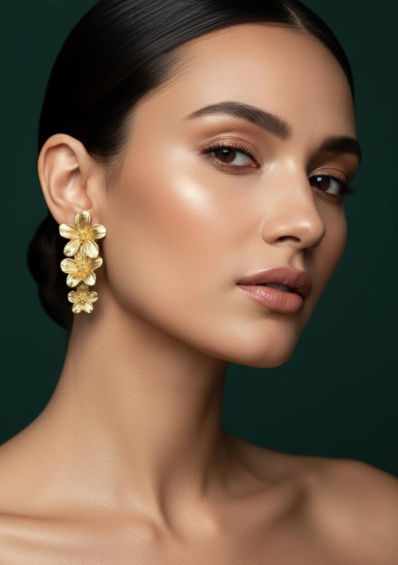 Golden Stainless Earrings Set - Indya