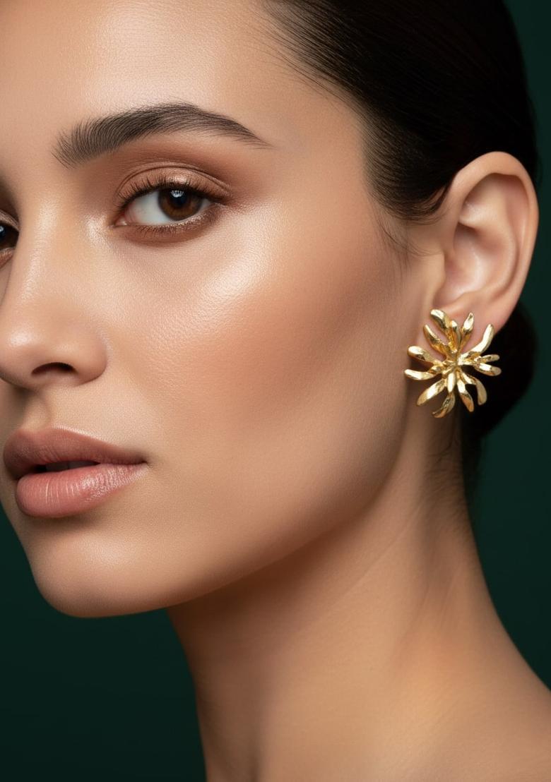 Golden Stainless Earrings Set - Indya