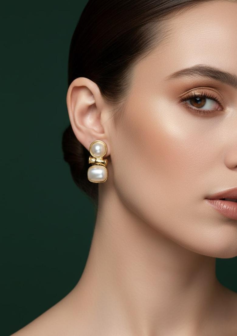 Golden Stainless Earrings Set - Indya