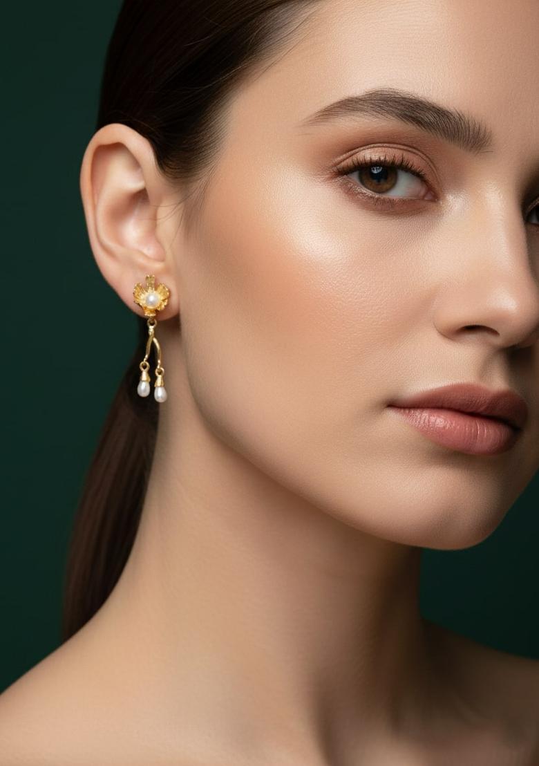 Golden Stainless Earrings Set - Indya