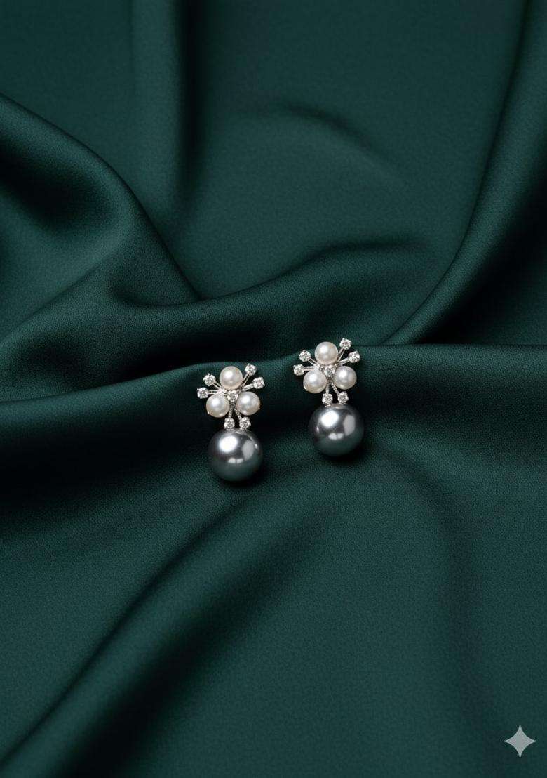 Silver Stainless Earrings Set - Indya