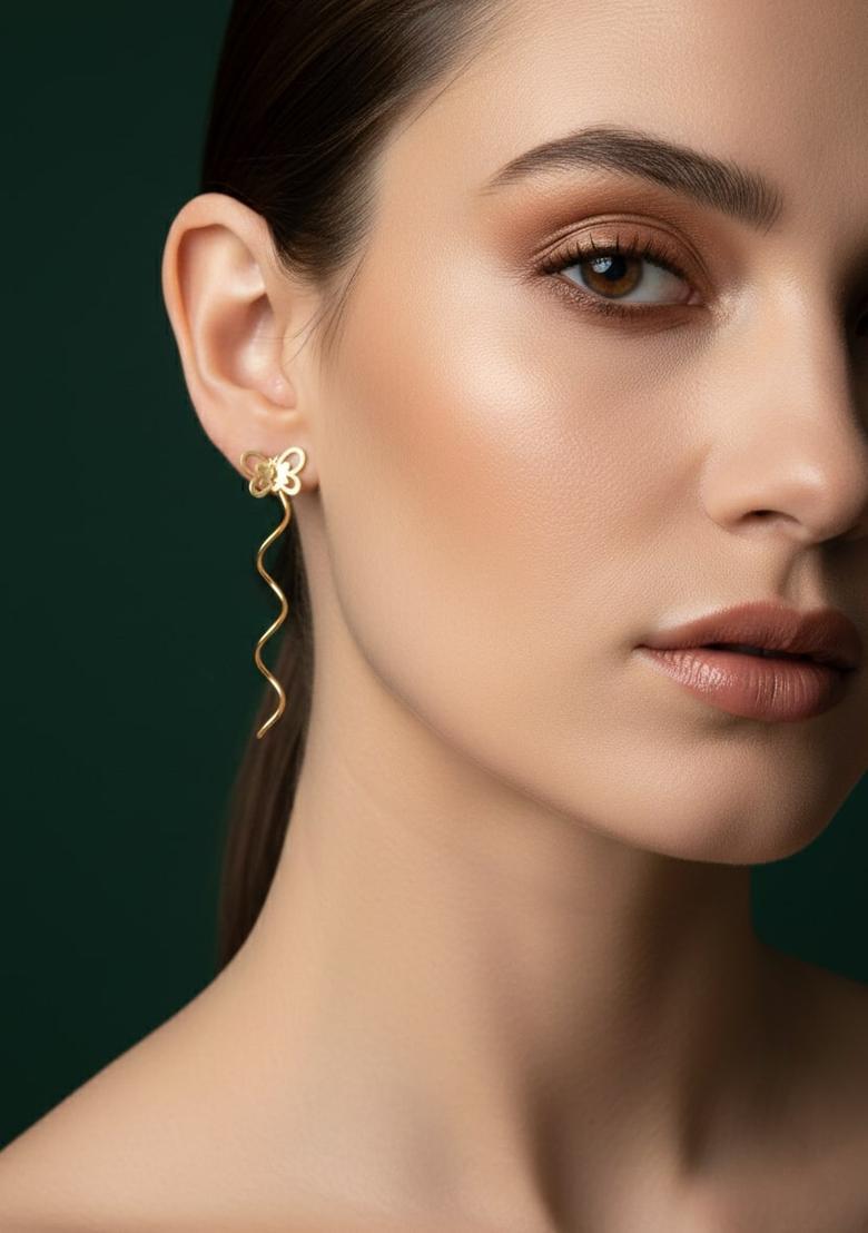 Golden Stainless Earrings Set - Indya