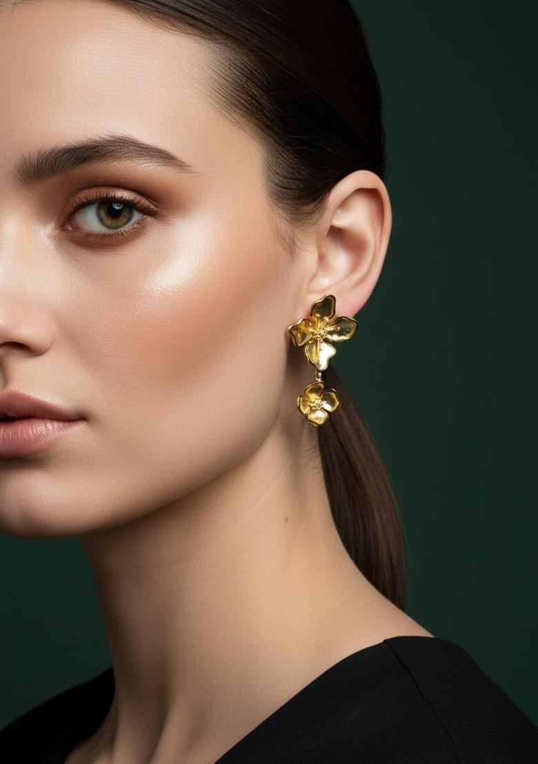 Golden Stainless Earrings Set - Indya