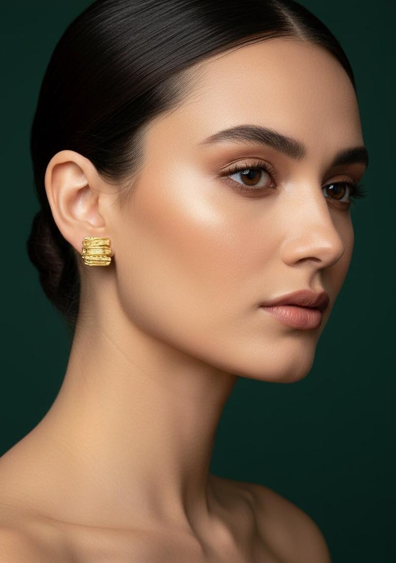 Golden Stainless Earrings Set - Indya