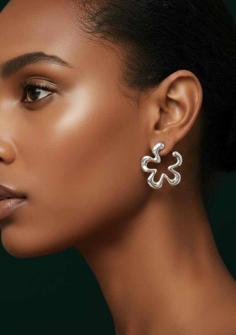 Silver Stainless Earrings Set - Indya