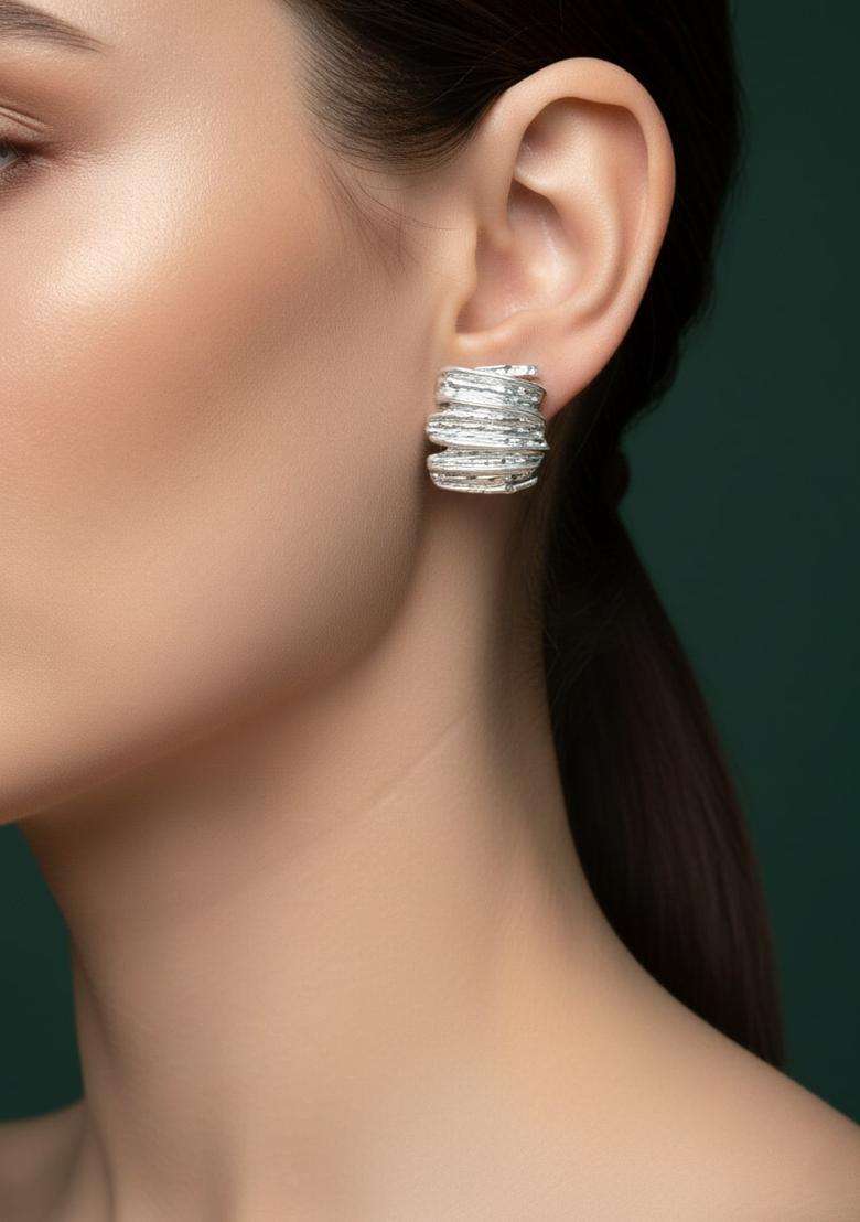 Silver Stainless Earrings Set - Indya