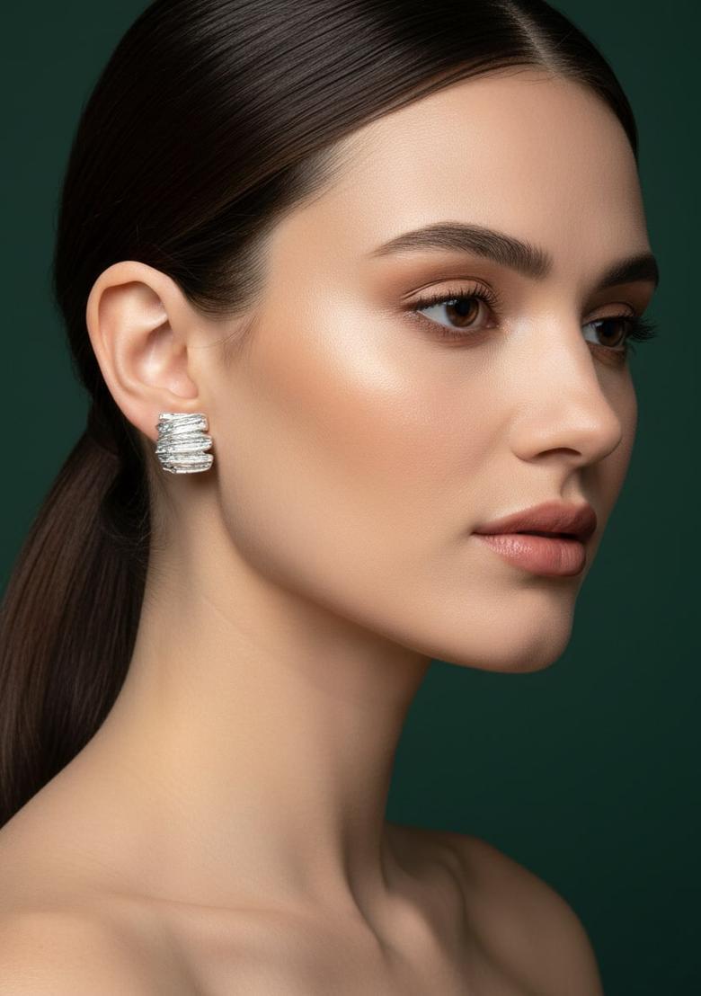 Silver Stainless Earrings Set - Indya