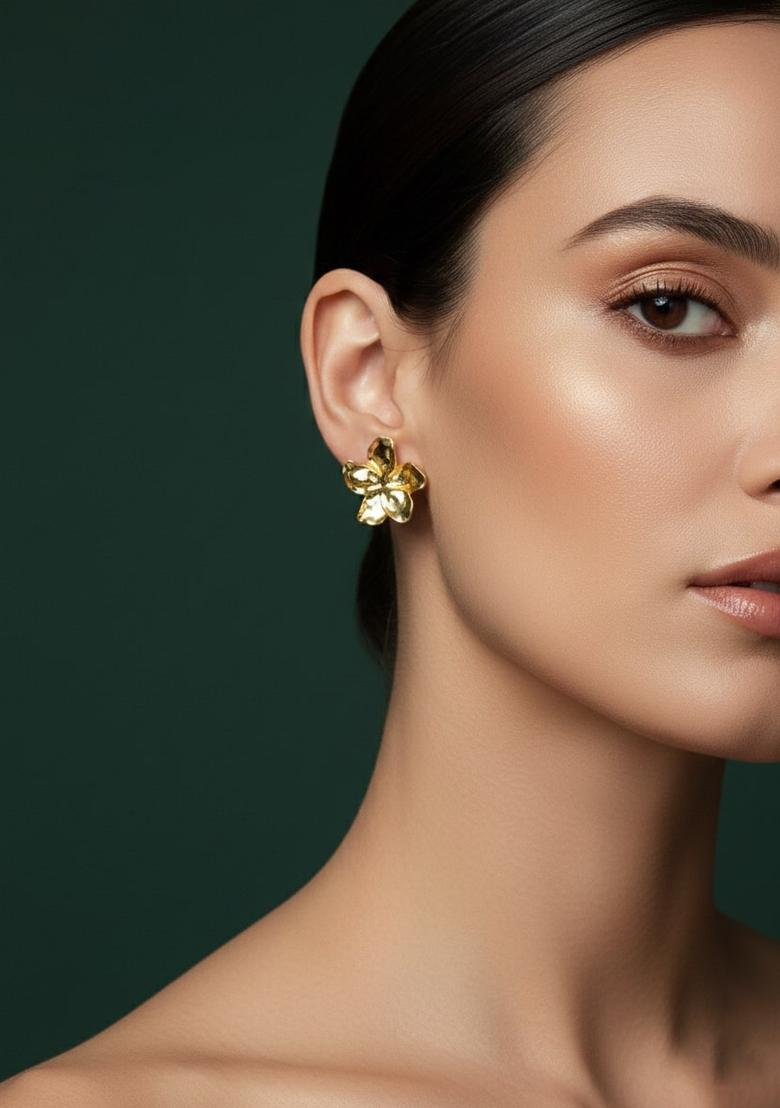 Golden Stainless Earrings Set - Indya
