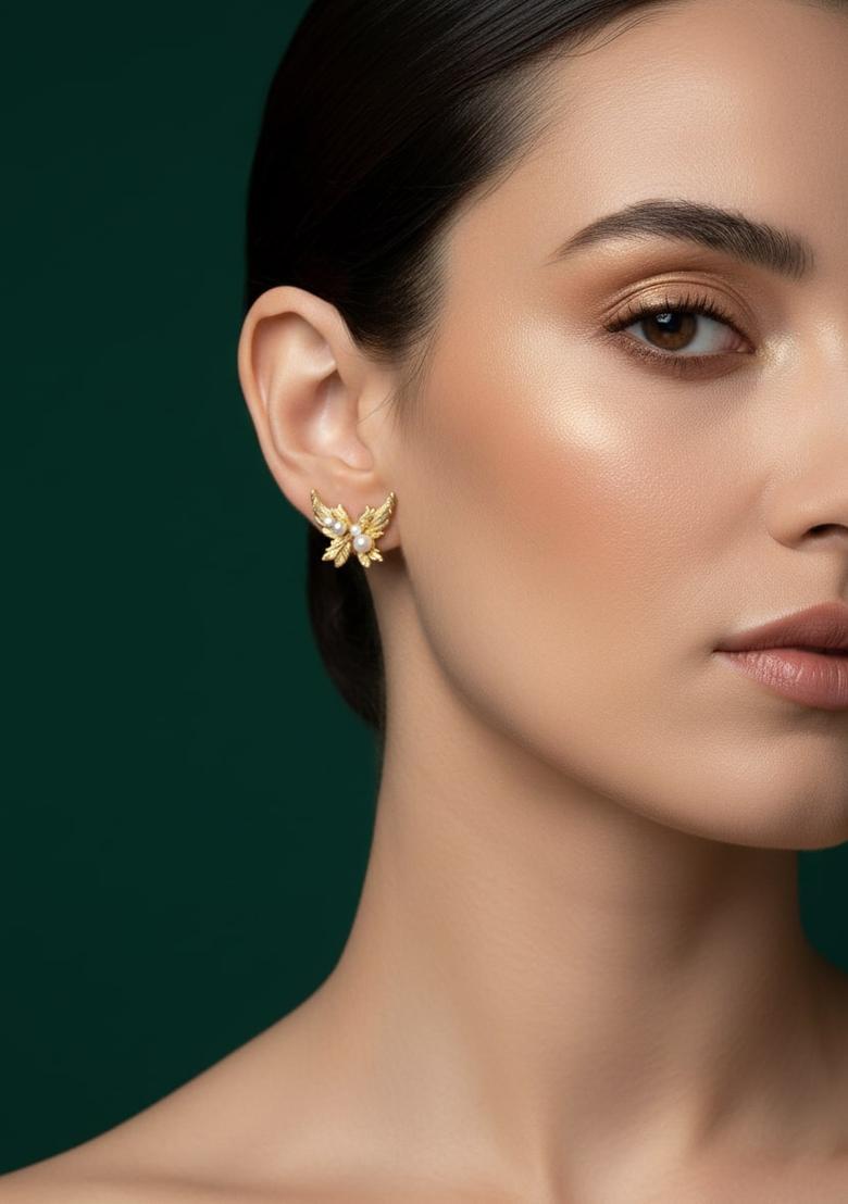 Golden Stainless Earrings Set - Indya