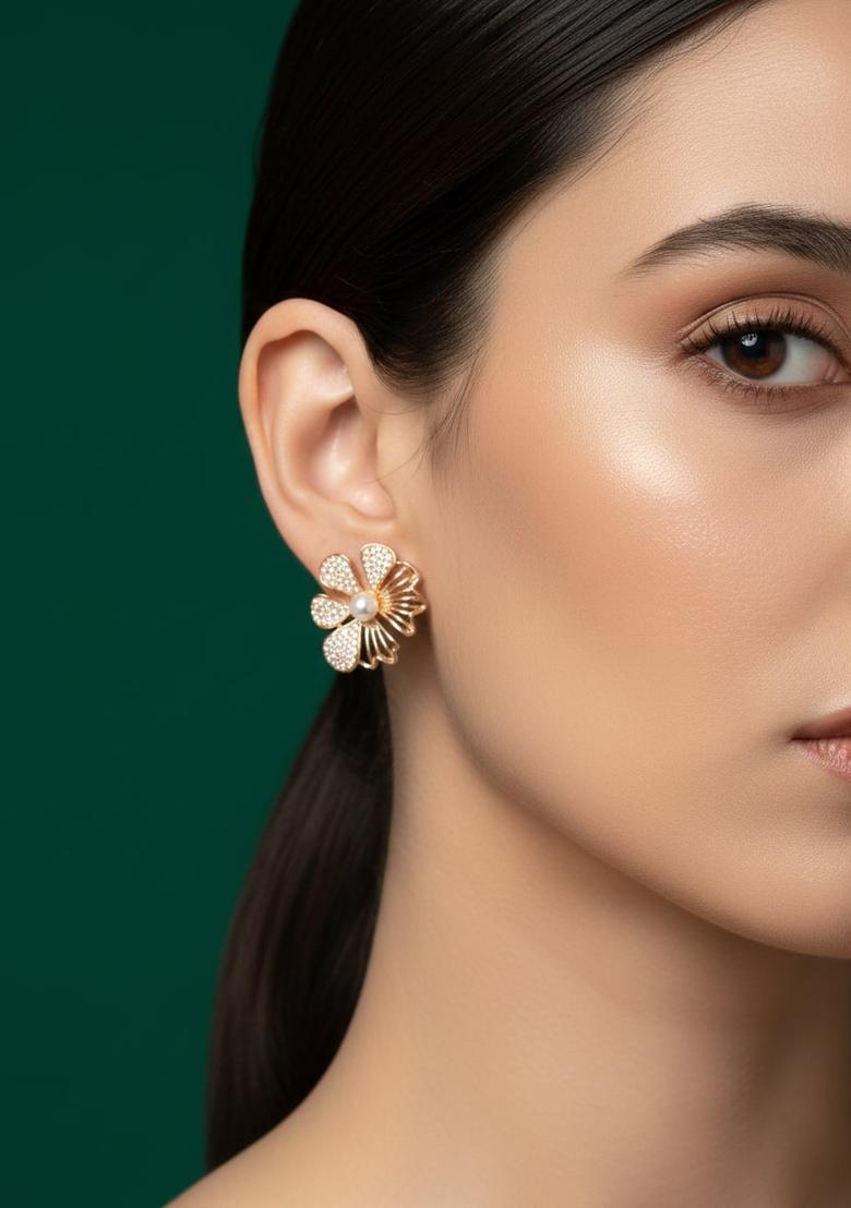 Golden Stainless Earrings Set - Indya