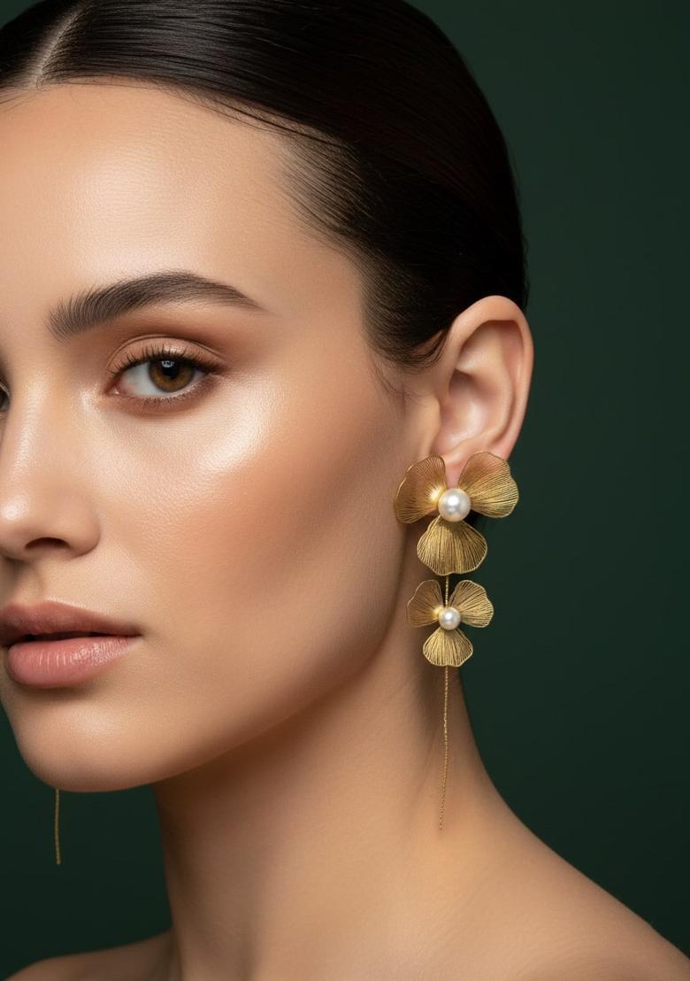 Golden Stainless Earrings Set - Indya