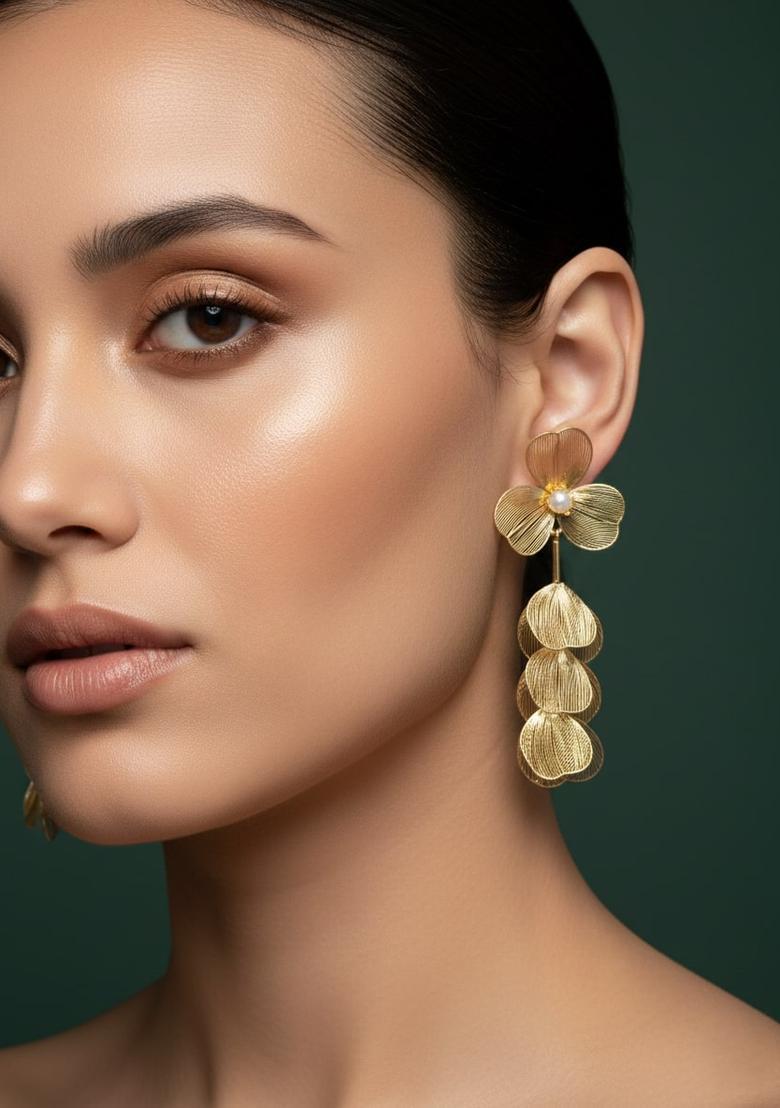 Golden Stainless Earrings Set - Indya