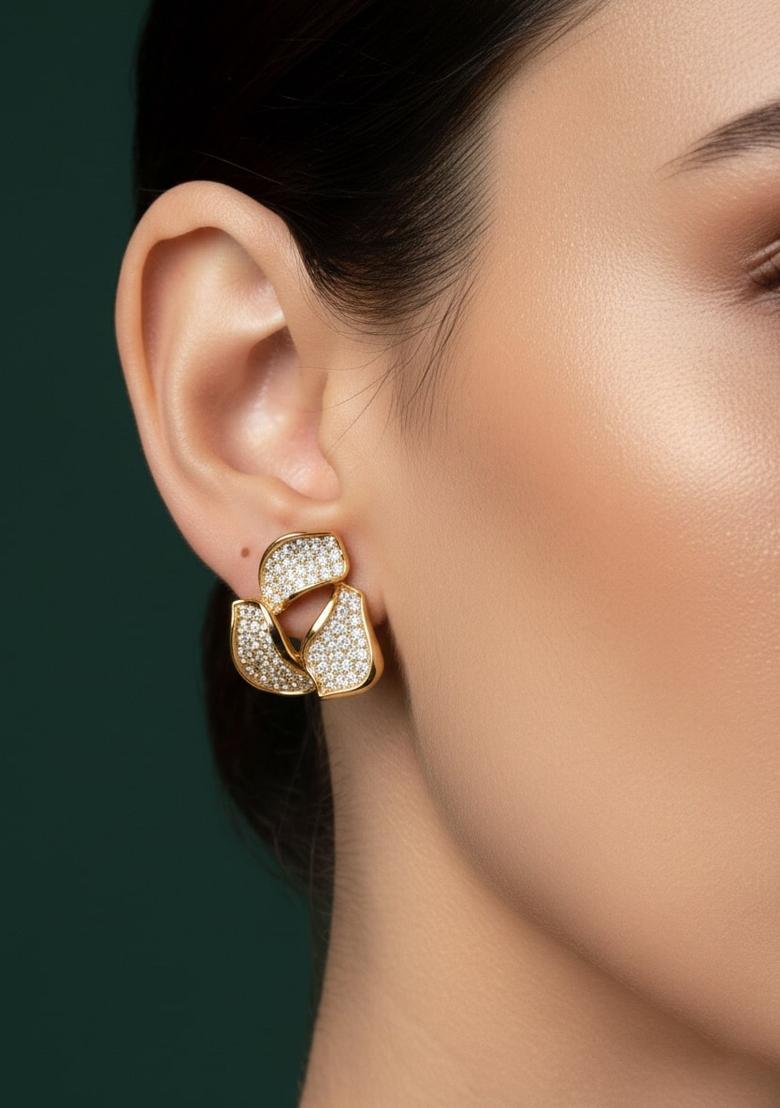 Golden Stainless Earrings Set - Indya