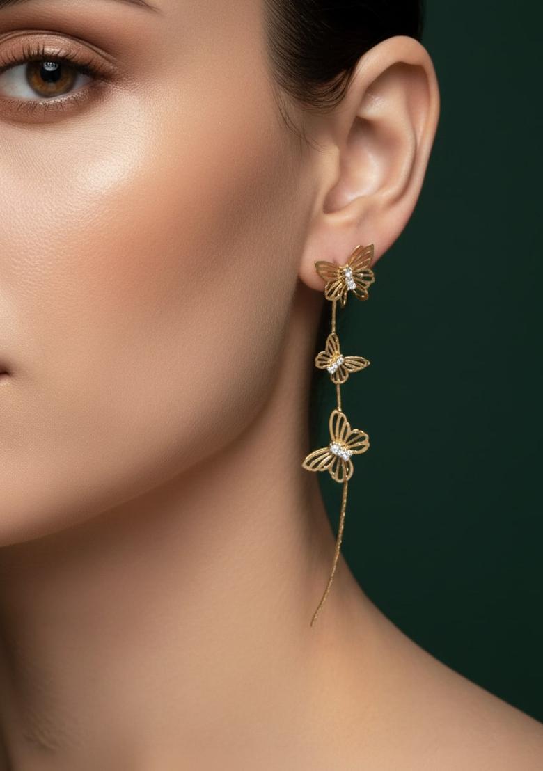 Golden Stainless Earrings Set - Indya