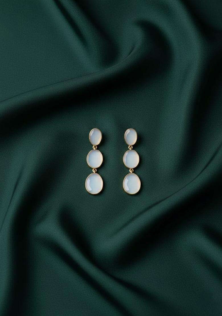 White Stainless Earrings Set - Indya