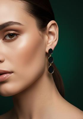 Black Stainless Earrings Set