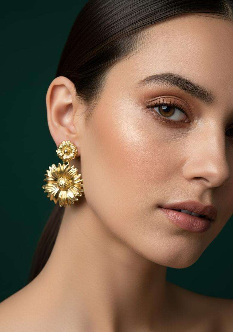 Golden Stainless Earrings Set - Indya