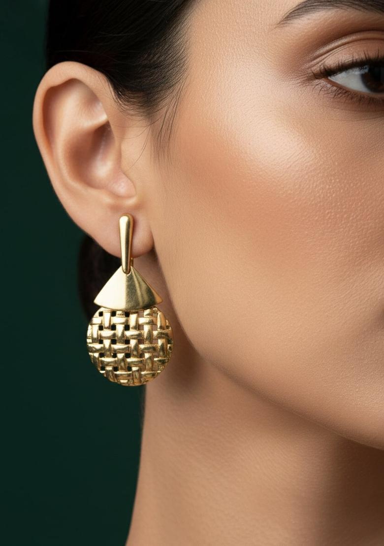 Golden Stainless Earrings Set - Indya