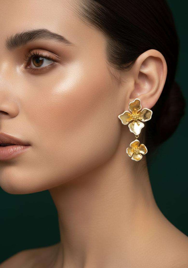 Golden Stainless Earrings Set - Indya