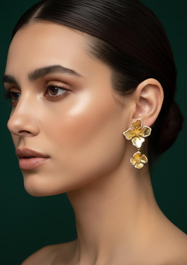 Golden Stainless Earrings Set - Indya