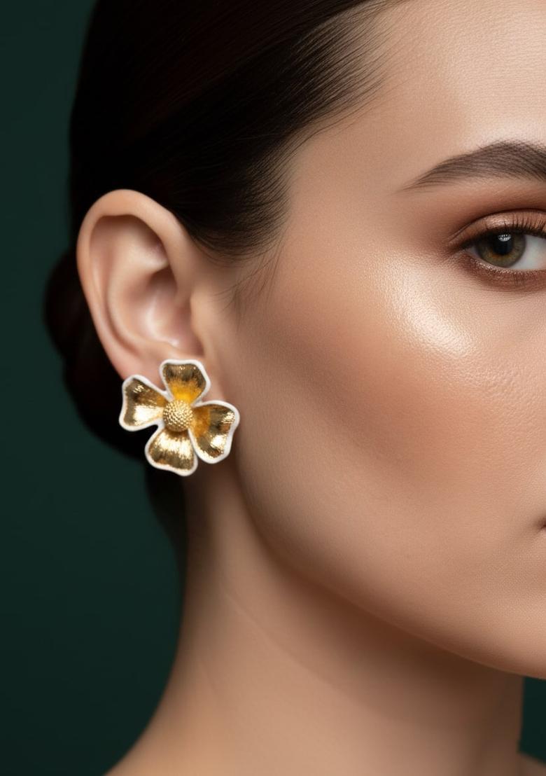 Golden Stainless Earrings Set - Indya