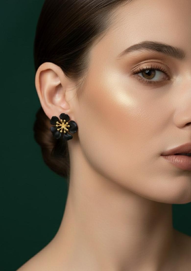 Black Stainless Earrings Set - Indya