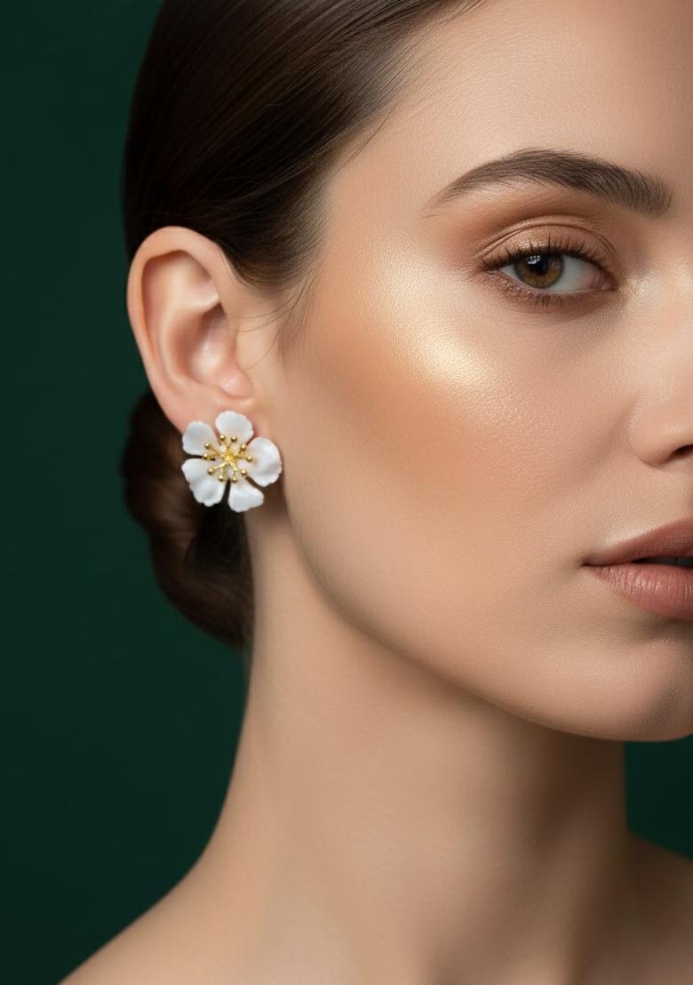 White Stainless Earrings Set - Indya