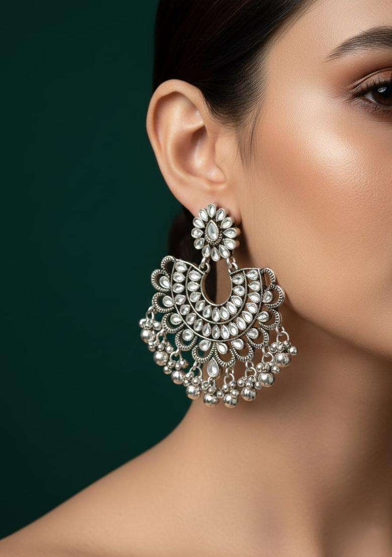 Silver Stainless Earrings Set - Indya